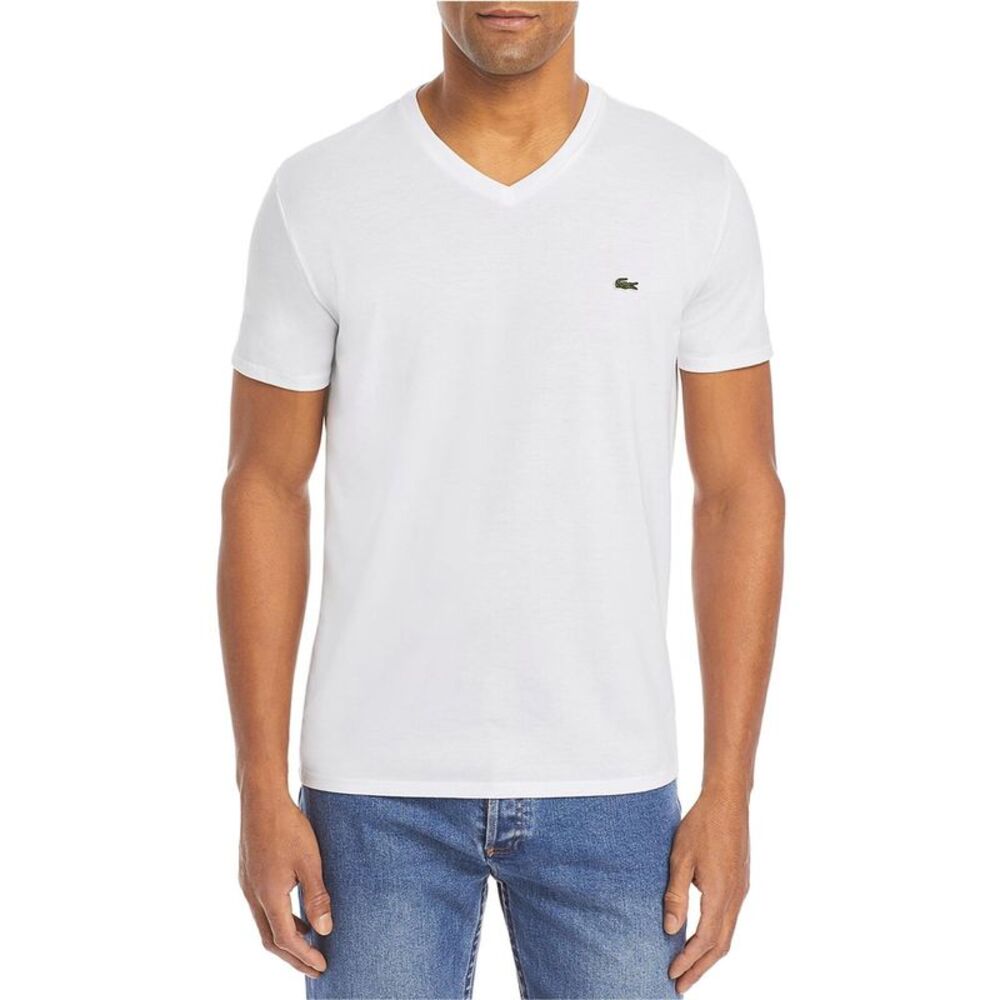 Lacoste Mens Pima Loire Basic T-Shirt, White, L, DM